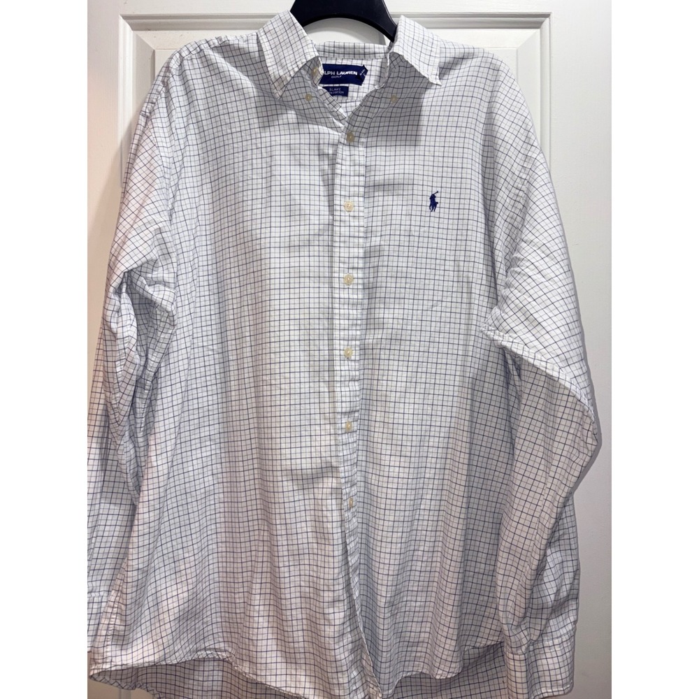 Polo Ralph Lauren Golf Blake Mens XL Button Down Shirt Blue White Check Cotton